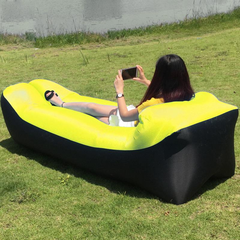 240*70cm påsar strandsoffa camping utomhusprodukter snabb uppfällbar luftbäddsoffa bra sovsäck uppblåsbar luftsäck: Gul