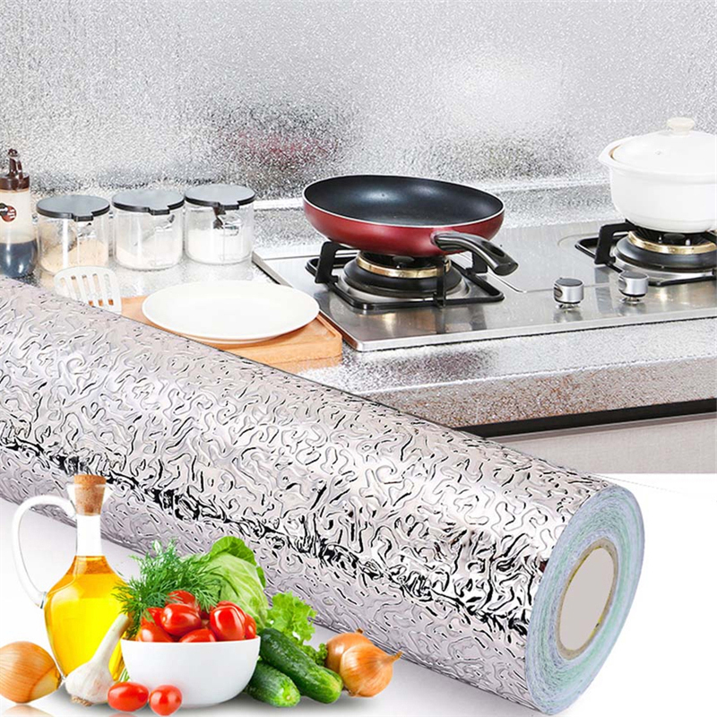 Multipurpose Olie Proof Keuken Accessoires Zelfklevende Aluminiumfolie Keuken Stickers Wallpapers Voor Thuis Keuken Benodigdheden