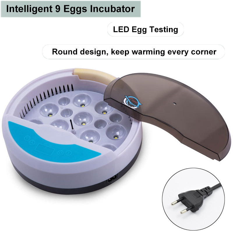 Pequeño hogar 9 incubadoras automática de temperatura constante incubadora de huevos de pollo, pato y pájaro incubadora de huevos de gallina Rutin: Azul marino