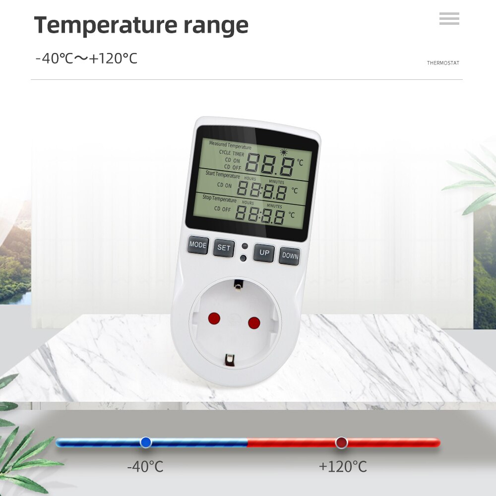 Timer Socket Digital Thermostat 220v Temperature Controller Socket Outlet With Timer Switch Cooling Heating Temperature Sensor