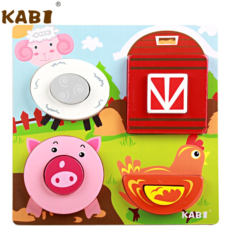 Dei bambini Del Fumetto di Tre-Dimensionale Scena puzzle Di Blocchi Di Costruzione di Legno Insetto Traffico Animali marino Scena Giocattoli Educativi: D