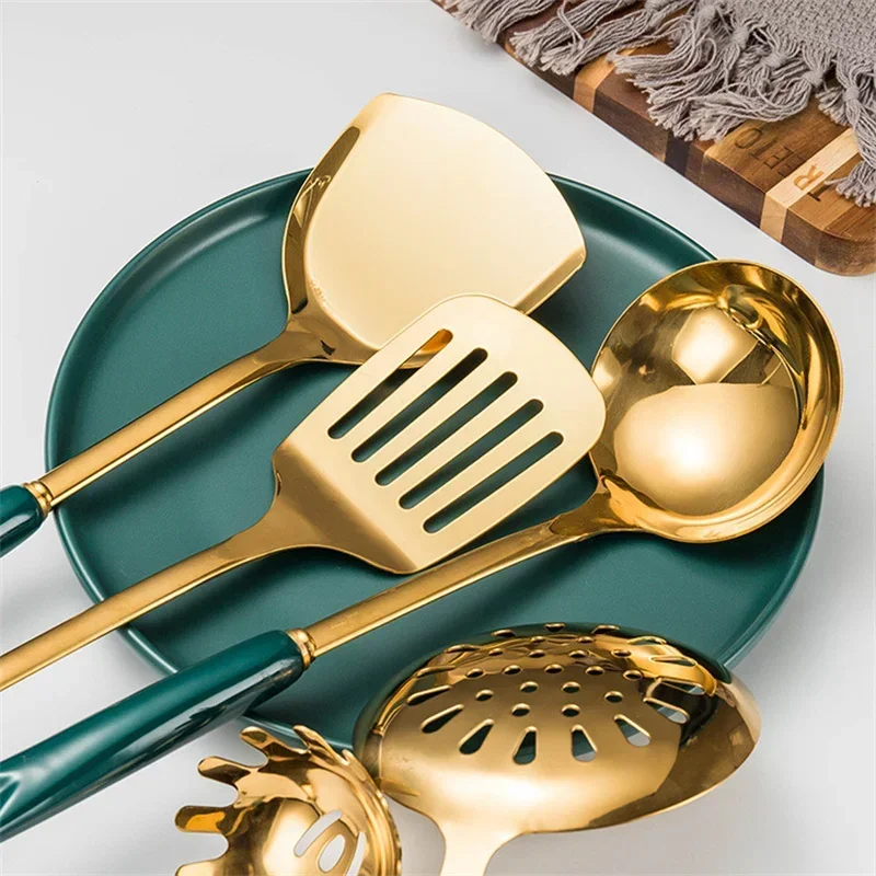 7 Stuks Roestvrijstalen Kookgerei Set Soep Pollepel Voor Gemak Keuken Accessoires Kookgereedschap Frituren Spatel Vergiet Lepel Nieuw