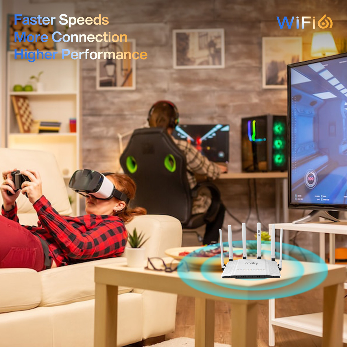 Wifi6 Wireless Router, 802.11ax, AX3000, Dual Band,Long Range Coverage,Parental Control, For Home & SOHO, EU Plug
