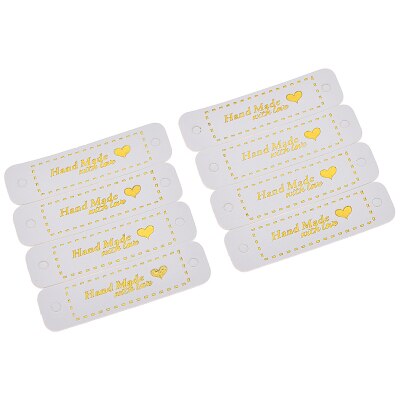 Etiqueta de cuero sintético hecha a mano para ropa de niños, bolsas de mezclilla para manualidades, accesorios de costura, materiales: 8pcs white gold