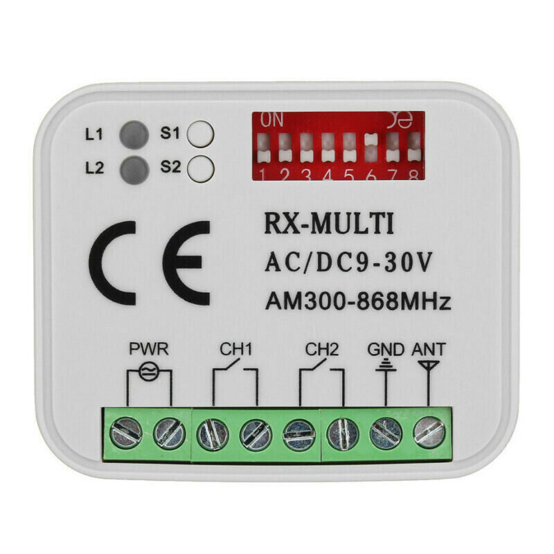 Odbiornik zdalnego sterowania do bram garażowych 433 868 MHz RX MULTI 300-900 MHZ AC/DC 9-30 V Odbiornik z pilotem: YELLOW