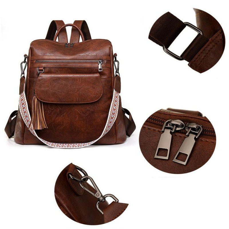 Leren Laptop Rugzak Dames - 20-35L - Reistas - Werk - College - PU Leer