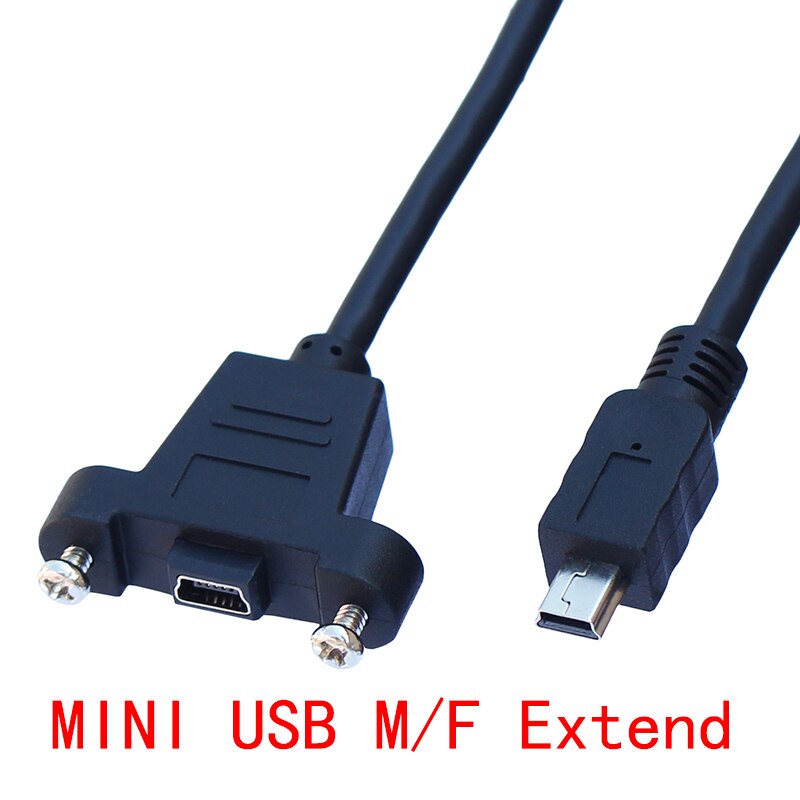 5 M Mini USB B 5pin Extension Cable Male To Female With Screw Lock Panel Mount Screws