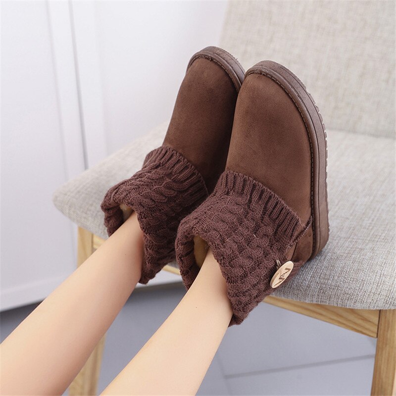Winter Große Mädchen Schnee Stiefel Frau Wilden Gestrickte nackt Stiefel freundlicher Dicke Warme Schüler Anti-Schleudern große Größe Mädchen schnee Stiefel