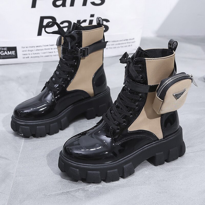 Botines de encaje de otoño para mujer, botines de piel de , antideslizantes, resistentes al desgaste, cómodos,