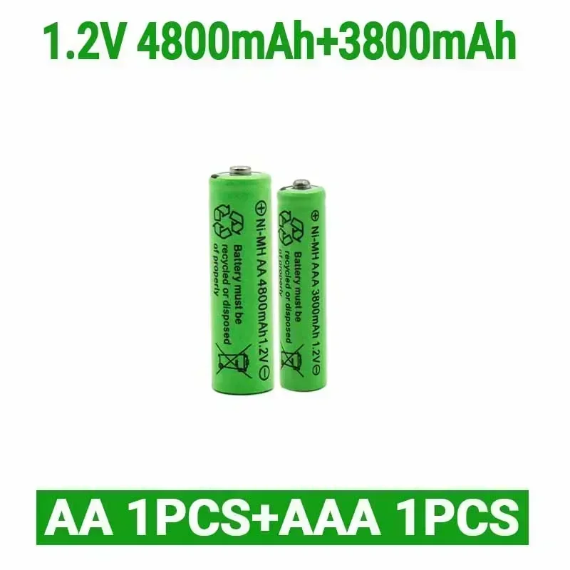 Batterie ricaricabili NI-MH da 1,2 V AA 4800 mAh + batteria ricaricabile NI-MH da 1,2 V AAA 3800 MAh