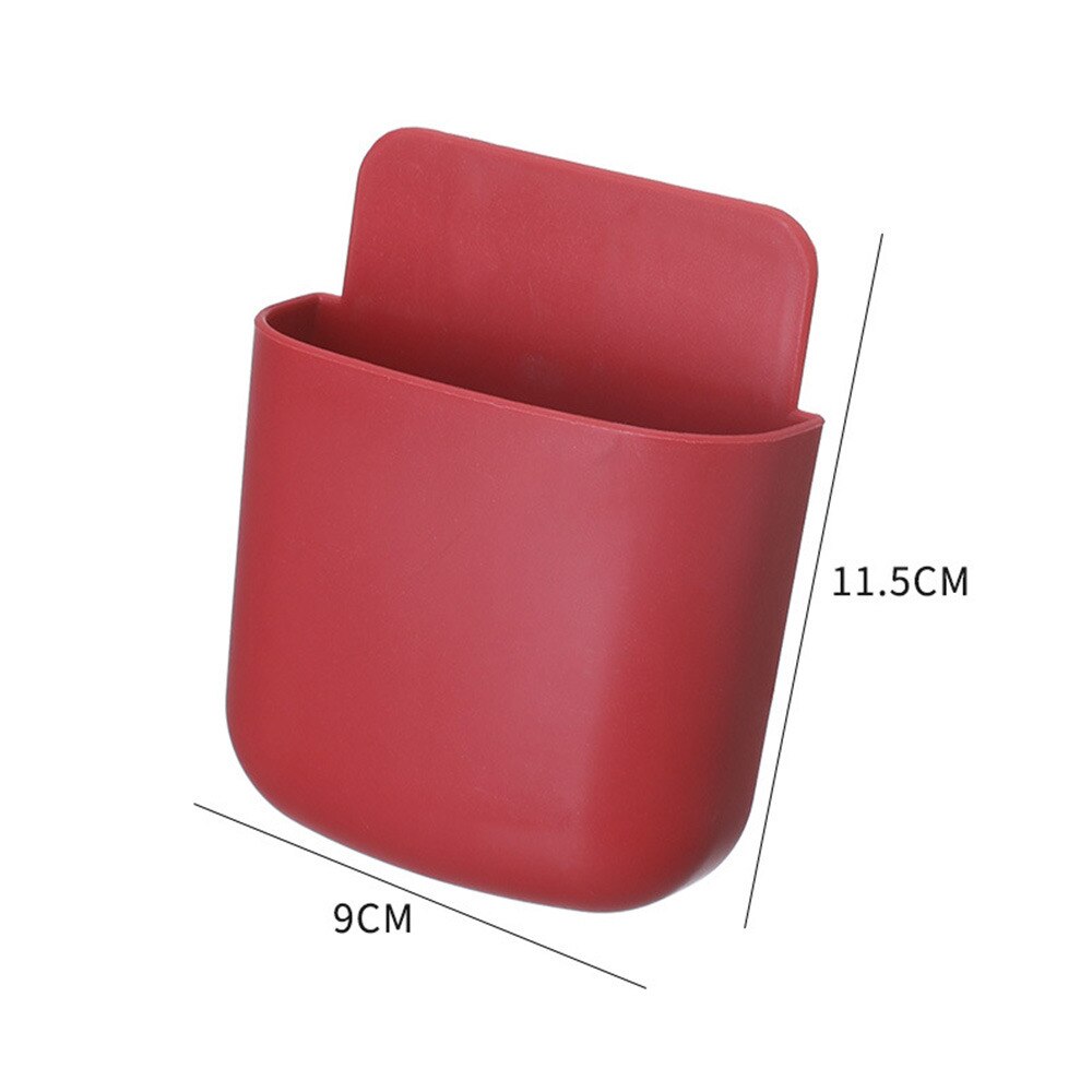 Wall Mounted Storage Box Mobile Phone Plug Holder Stand Rack Remote Control Storage Organizer Case For Air Conditioner TV: red