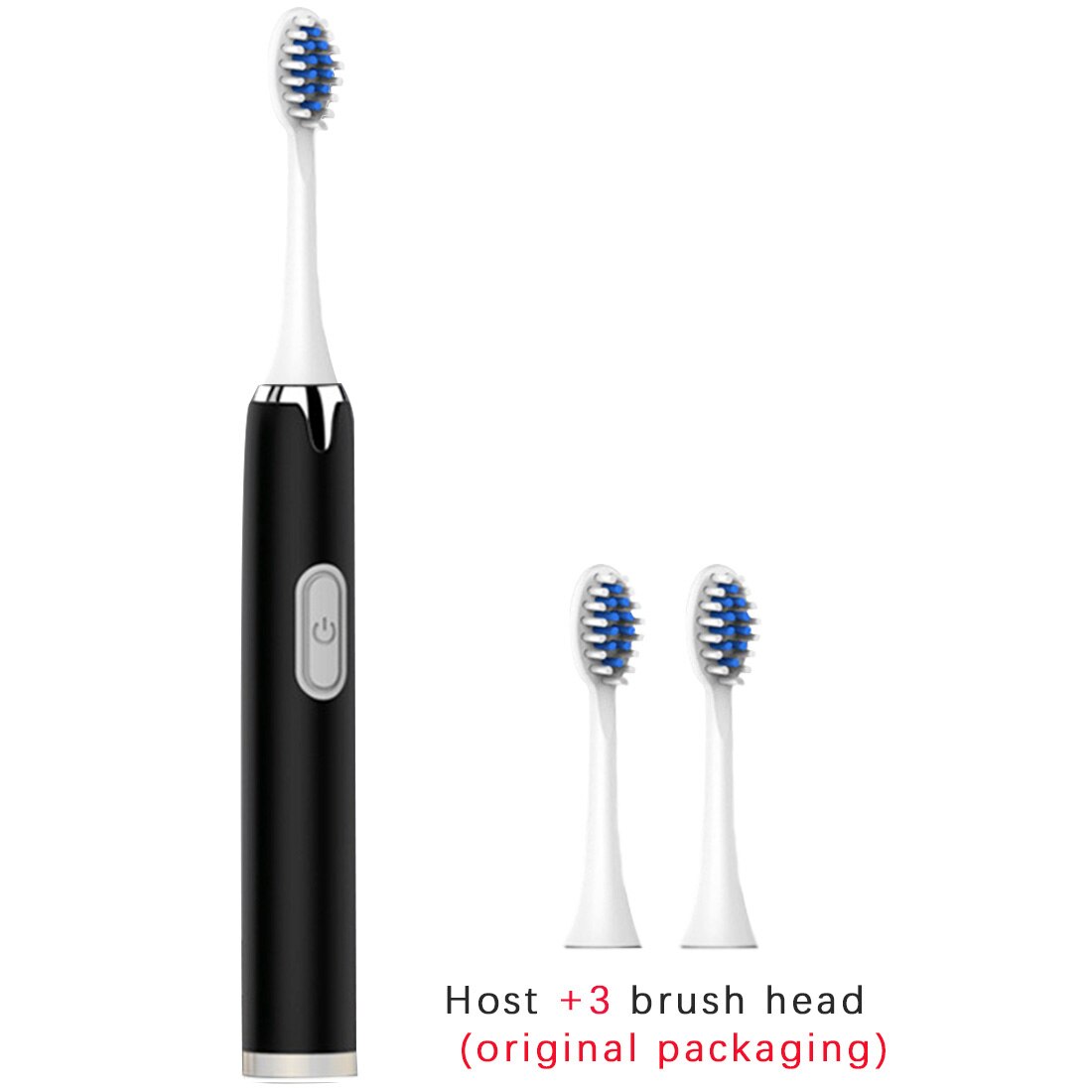 Electric Toothbrush Ultrasonic Sonic Teeth Brush Deep Cleaning Ultrasonic Automatic smart toothbrush rechargeable waterproof: Black 3head with box