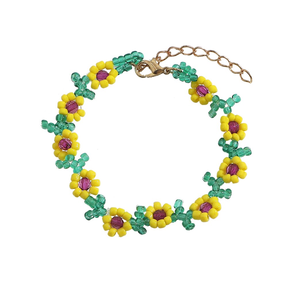 Dvacaman Korean Trendy Colorful Little Daisy Flower Beaded Necklace for Women Boho Acrylic Bead Clavicle Necklace Choker Jewelry: bracelet1