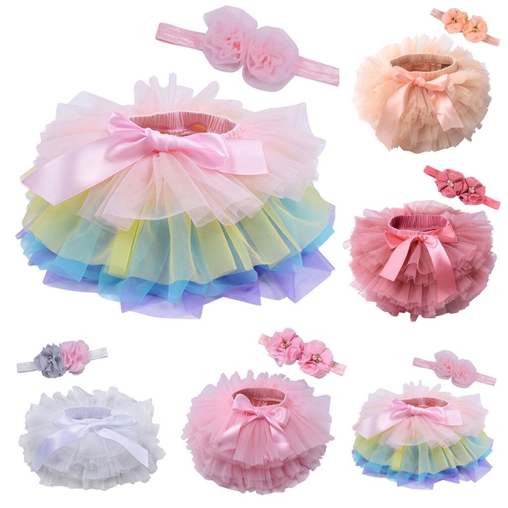 enfant en bas âge infantile enfants bébé fille d'été maille nœud cheveux bande danse Ballet fête princesse Tutu jupe pettijupe # p4