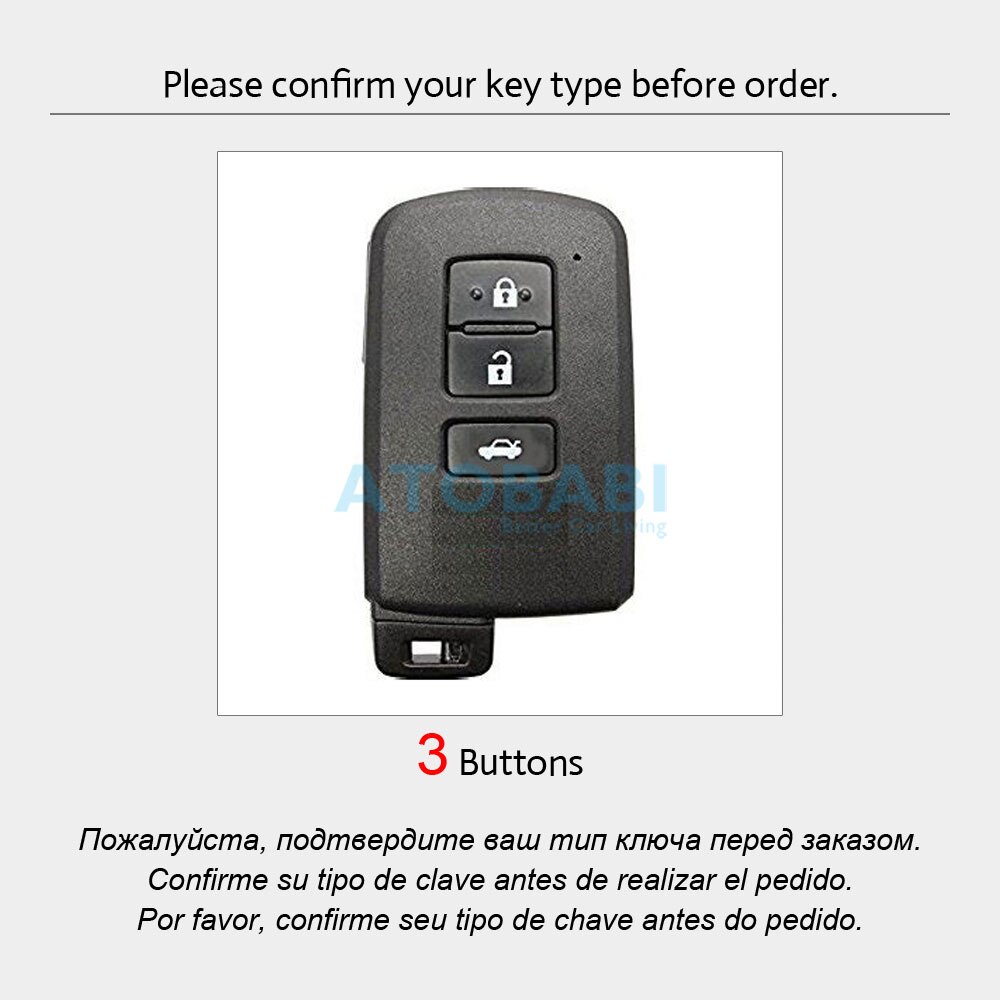 Leather Car Key Case For Toyota Camry RAV4 Corolla 3 Buttons Smart Keyless Remote Fob Cover Keychain Holder