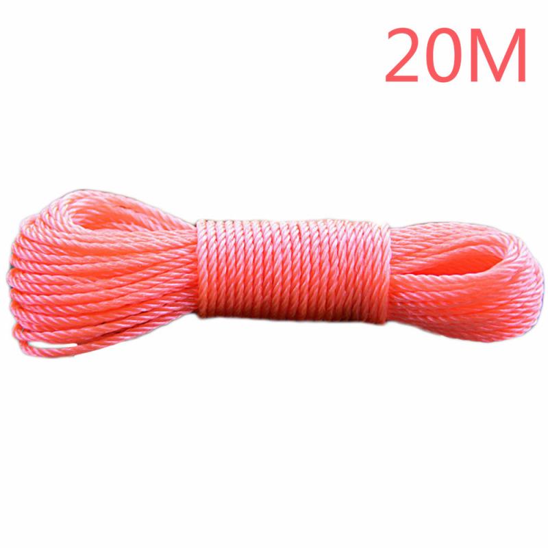 10m/20m Clotheslines Long Colored Nylon Rope Climbing Traction Tying Shade Net Rope Clothesline Garden Supplies: 20m pink