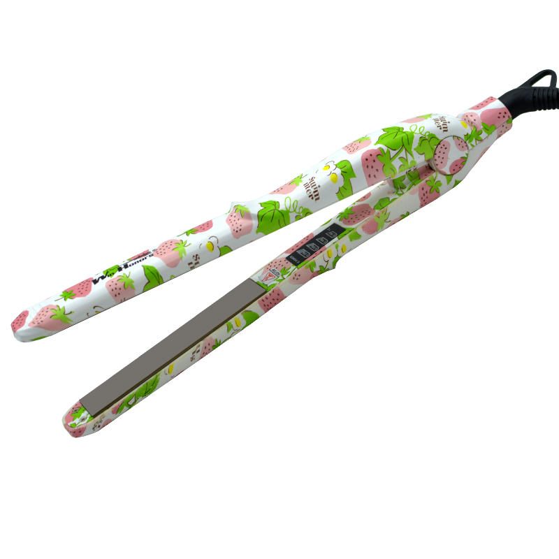 Plancha de pelo eléctrica ondulada de , plancha de hierro ondulado, herramientas de estilismo: Flat Iron Strawberry