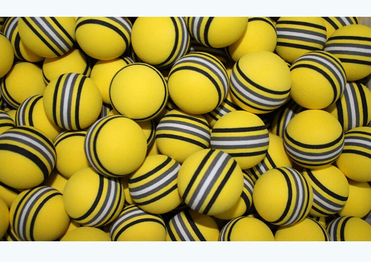 50 Stks/zak Eva Foam Golfballen Regenboog Streep Rood/Blauw/Gele Spons Indoor Praktijk Golfbal Training Aid: Yellow