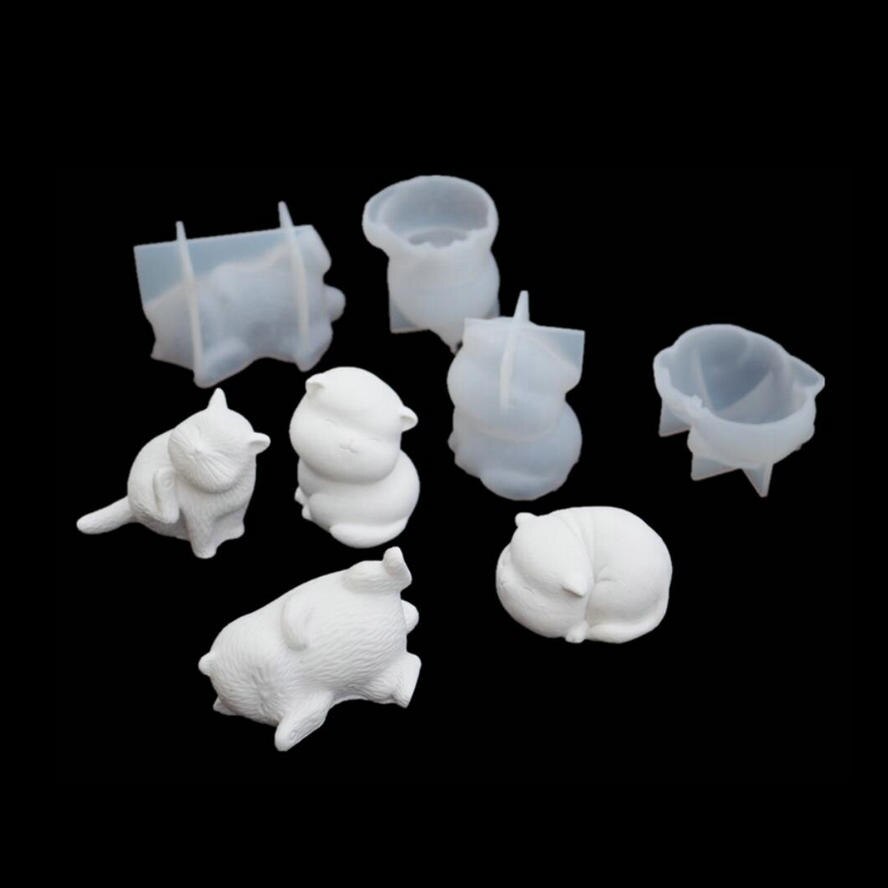 3D Cats Silicone Molds DIY Epoxy Resin Animal Decorations Resin Craft Jewelry Accessoreis Cute Cat Desktop Layout Mold