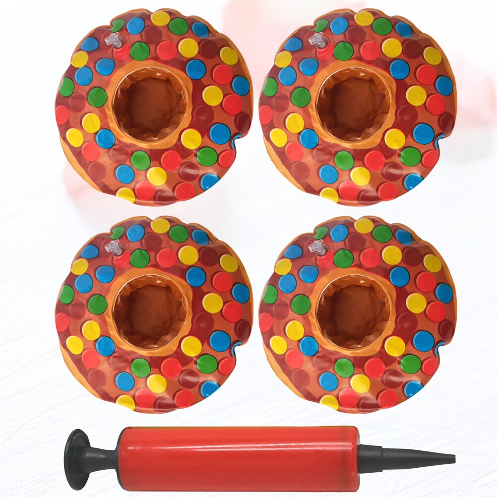 4 Uds. Posavasos para agua, de dulces inflables de PVC, esterillas flotantes, bandejas para cerveza, con 1 Uds. De inflador para agua, de piscina y playa