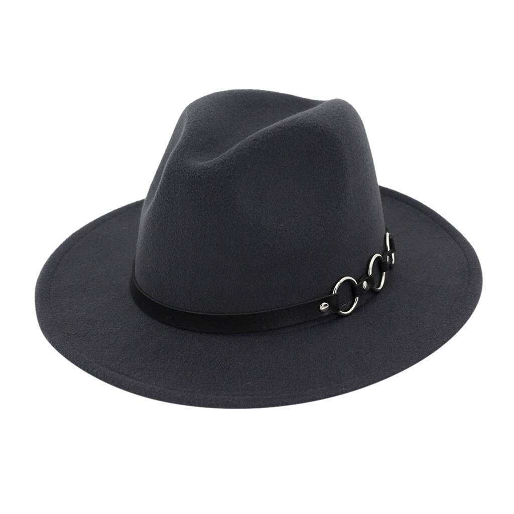 Elegante Grijze Wollen Fedora Hoed Voor Vrouwen Herfst Vintage Trilby Caps Wide Brim Jazz Kerk Toevallige Mannen Vilt Bowler Hoeden G: Dark Gray