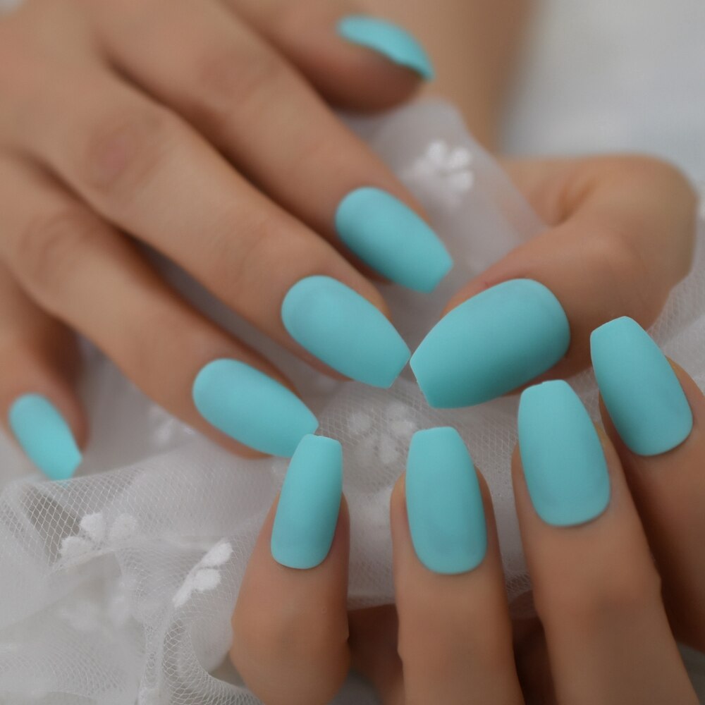 Bianco puro Glassata Opaca Bara ballerina Presse su facile Da Donne di Usura Falso Falso Unghie Finte per la Casa Ufficio con Adesivo nastro: L5523