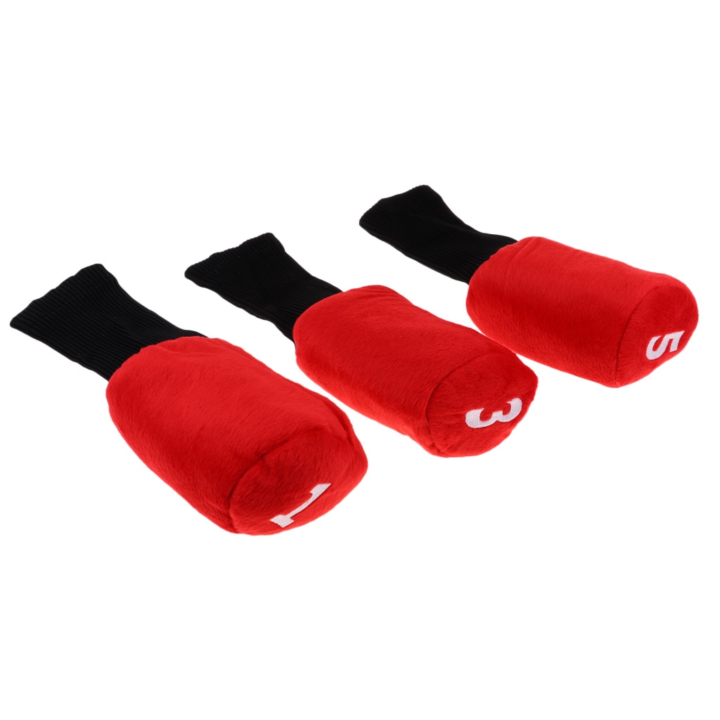 3 Pcs Duurzaam Lichtgewicht Golf Hoofd Zwart Rood Cover Accessoires Headcover Beschermer Voor Driver Fairway Wood Head