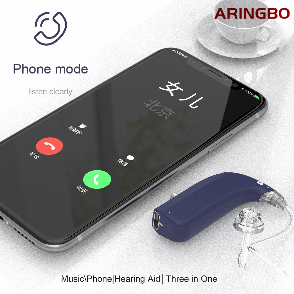 Aringbo Mini Gehoorapparaat Digitale Oor Hoortoestel Usb Met Bluetooth Oplaadbare Geluidsversterkers Enhancer Voor Ouderen