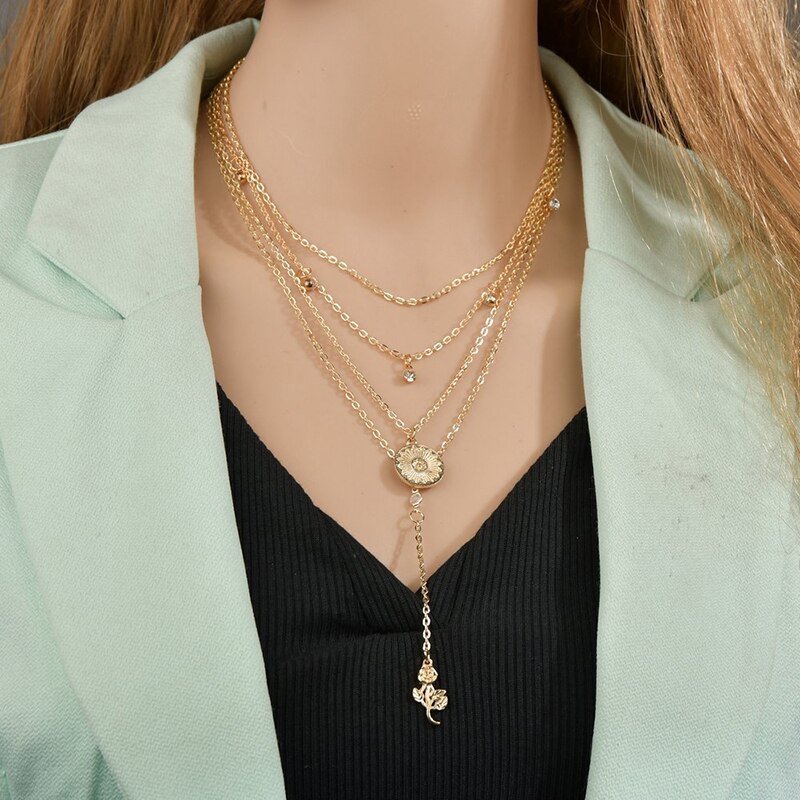 Yada gouden pentagram ster & maan ketting cadeau & ketting voor vrouwen roestvrijstalen kettingen statement sieraden ketting  se200046: Se200007gd