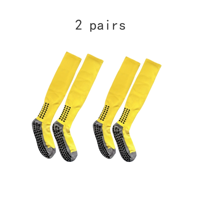 Rutschfeste Fußball-Kniestrümpfe, rutschfeste Fußball-/Basketball-/Hockey-Sport-Griffsocken, 2 Paar: YELLOW