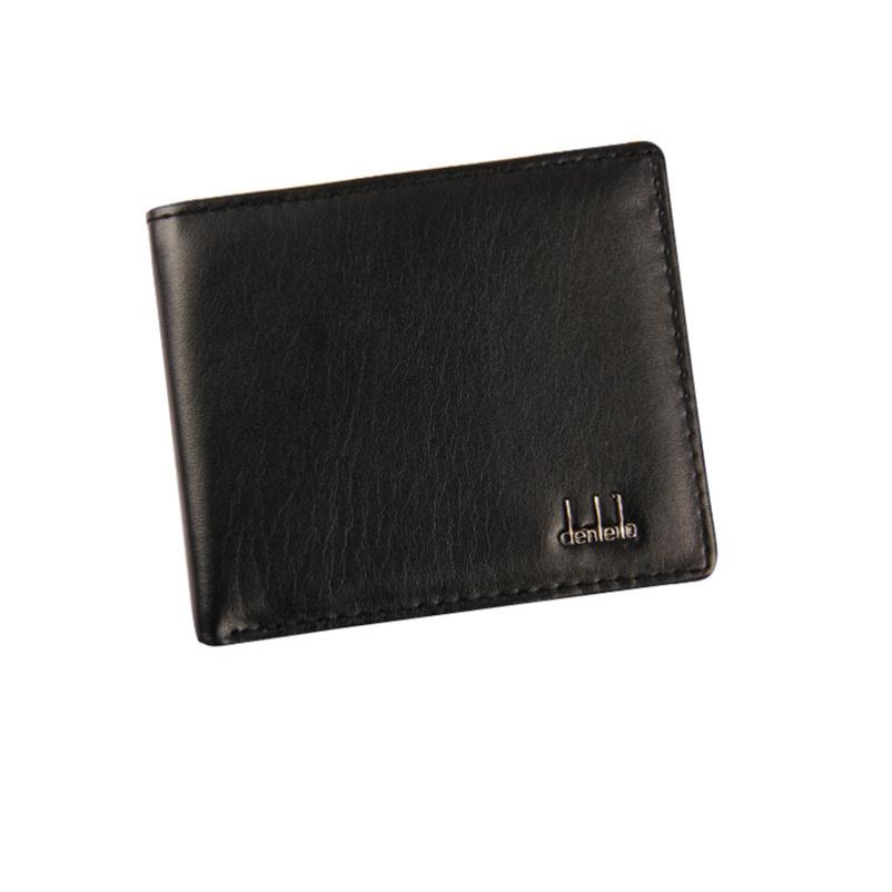 Hommes à deux volets Business cuir portefeuille ID crédit porte-carte sac à main poches mâle court sacs à main marron noir portefeuilles sac carteiras A8: Black