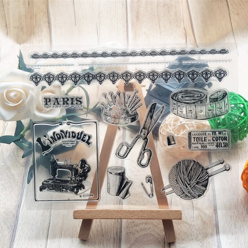 1pc Kawaii Sewing Silicone Clear Seal Stamp DIY Scrapbooking Embossing Photo Album Decorative Rubber Stamp Art Handmade Puzzle