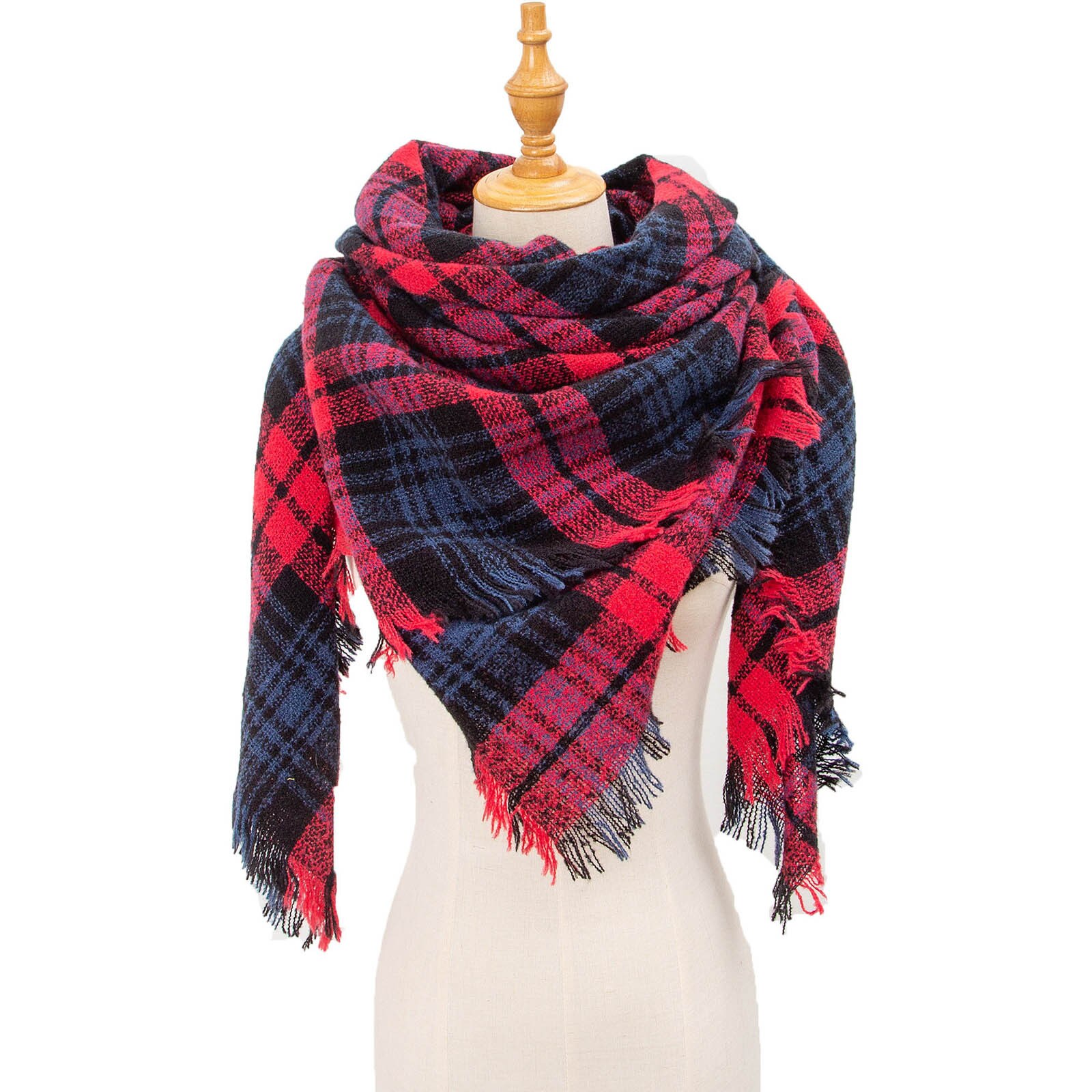 Womens Warm Long Shawl Wraps Large Scarves Knit Cashmere Tassel Plaid Scarf winter hijab scarf: NY