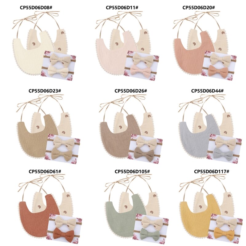 Asciugamano Saliva per bambini CORB con Kit fascia Bowknot 2 pezzi bavaglini per neonati in puro cotone regalo per nuovi genitori