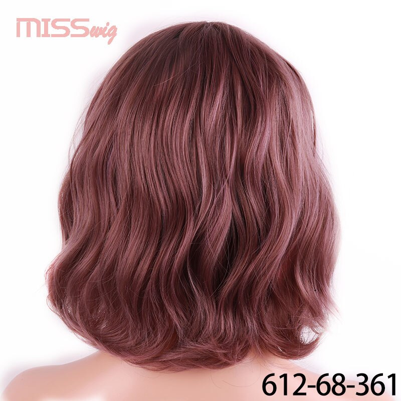 MISS perruque court vague d'eau cheveux synthétiques 16 couleurs disponibles perruque pour femmes fibre résistante à la chaleur quotidien faux cheveux: 1B/30HL