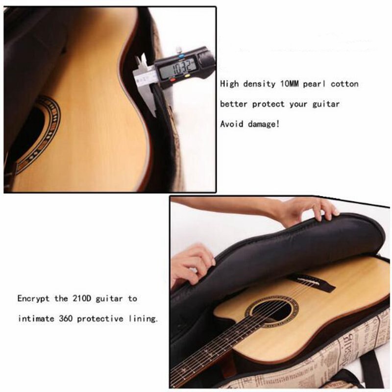 Vandtæt guitar taske tykkere dobbelt skulder 600d oxford klud materiale stor kapacitet litterær guitar musikinstrument taske