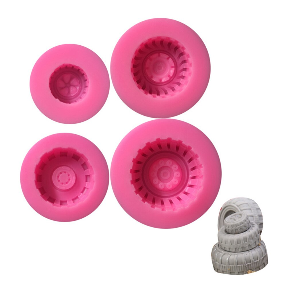 4 Pcs Car Tires Shaped Silicone Fondant Cake Decorating Mold Chocolate Molds Baking Tools Kitchen Accessories