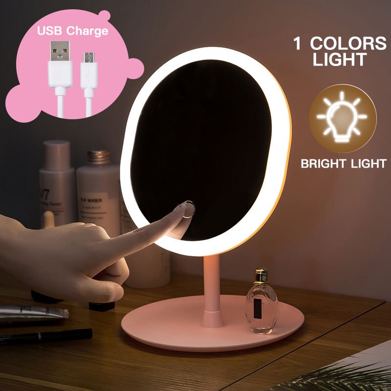 Maquillaje espejo de maquillaje espejo con luz Natural blanca luz del día tocador espejo led desmontable Base de almacenamiento Led Lustro espejo aumento: 1 color B