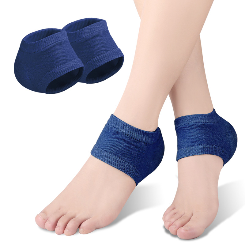 Protector de talón de silicona de Gel, almohadillas para el talón, copas para el talón, soporte para fascitis Plantar, cuidado de los pies, cojín de reparación de la piel, calcetines de medio yarda: Azul