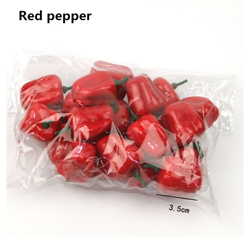 20 Pcs/Lot Artificial Fruits Vegetables Mini Foam Simulation Fruit Home Table Decoration Photo Props: Red pepper