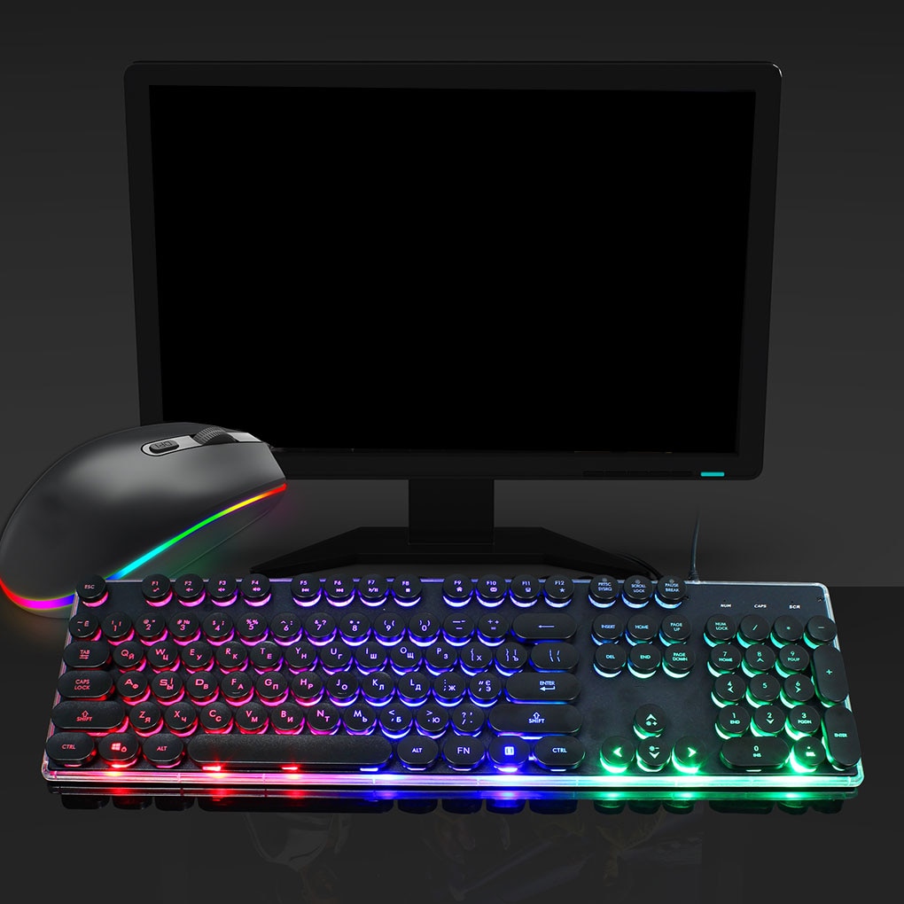 V300 Russian Gaming Keyboard 1600 Dpi Silent Mouse Set RGB Mouse and Keyboard Suit With Rainbow Backlight LED Lights For PC