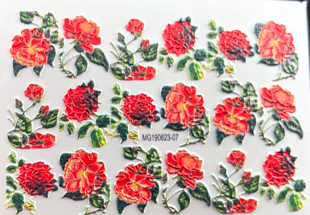 3D Neue Acryl Gravierte Nagel Aufkleber Blau &Ampere; Rosa Blume Schmetterling Wasser Decals Empaistic Nagel Wasser Rutsche Abziehbilder Z0302: 8