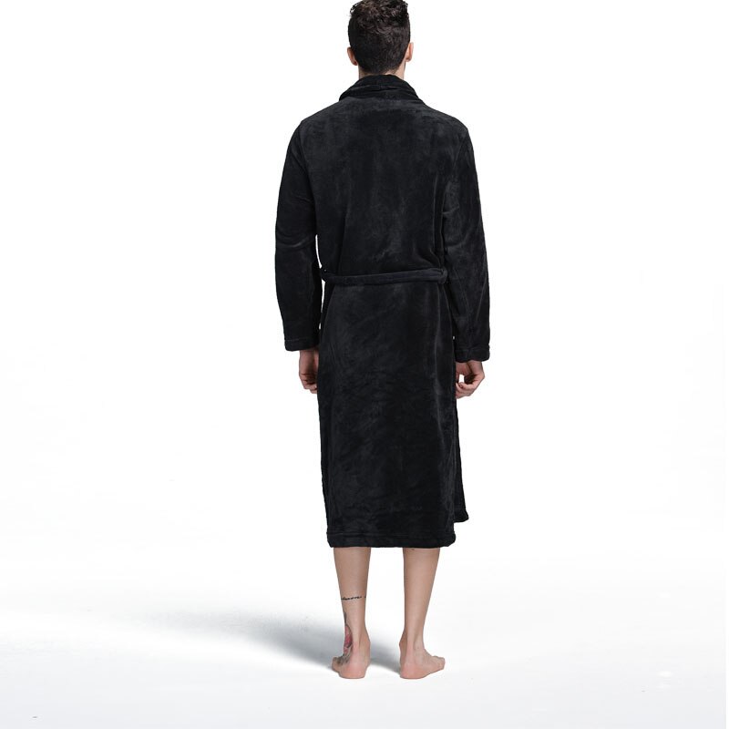 Badekåbe mænd vinter tyk flannel morgenkåbe mænd mandlig lang koral fleece badekåbe mand plus størrelse xxl pyjamas nattøj kimono kåbe