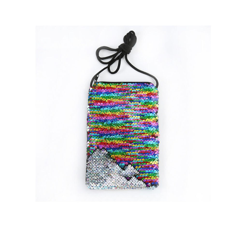Porte-monnaie à paillettes pour enfants porte-monnaie à une épaule bandoulière portefeuille filles lanière Sequin petits sacs carrés sacs à main: colorful