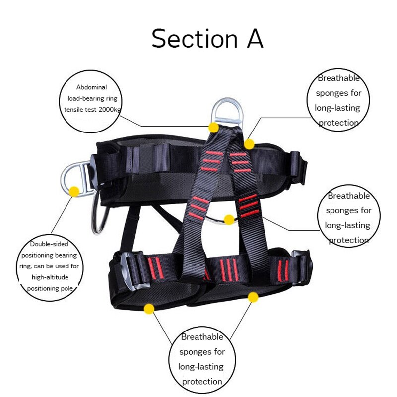 Working Aloft Thickness Climbing Rock Harness Adjustable Half Body Protection Belt Climbing Harness Waistband: A