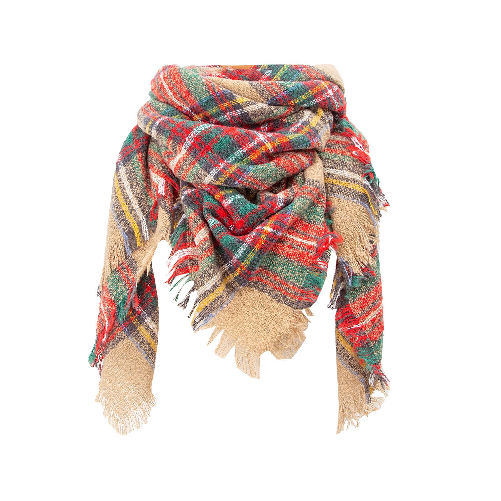 Womens Warm Long Shawl Wraps Large Scarves Knit Cashmere Tassel Plaid Scarf winter hijab scarf