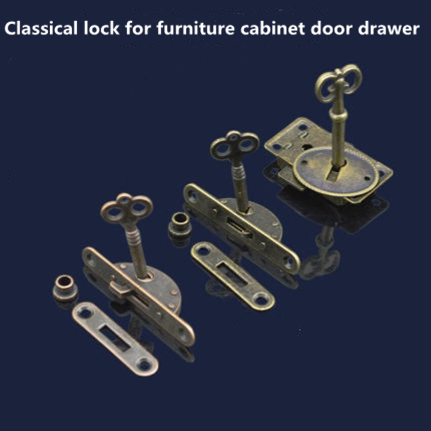 Retro drestress antique brass drawer cabinet decoative box small locks Classical lock for furniture cabinet door drawer
