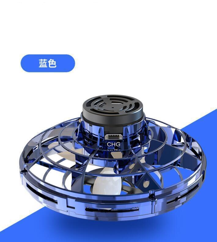 Mini Ufo Drone Gyro Spinner Top Met Led-verlichting Spinner Drone Gyro Vliegende Spinner Decompressie Speelgoed Adult Kids: blue