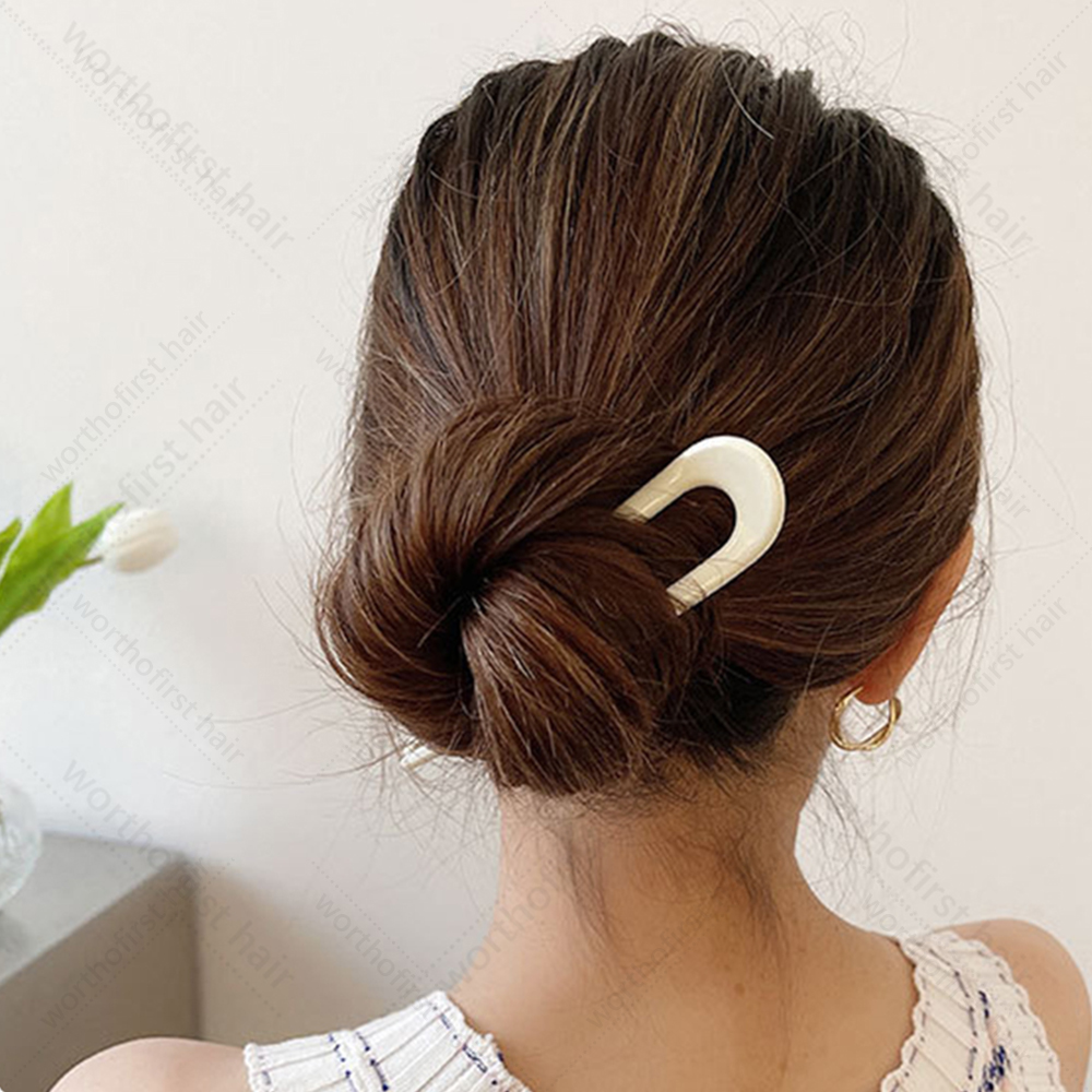 Women Hairpin Simple U Shape Plastic Hair Sticks Sweet Hair Holder Clips Headband Hair Accessories
