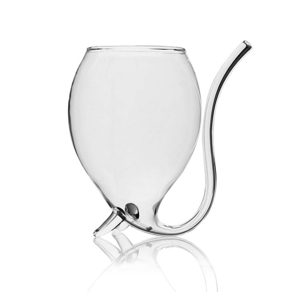 1pc 300ml djævel rødvinsglas gennemsigtig kop med indbygget drikrør halm vand kop